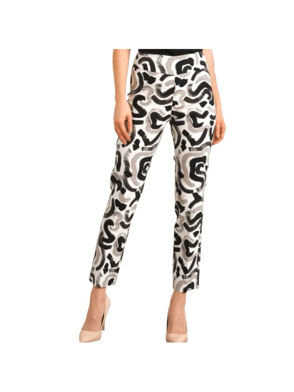 Joseph Ribkoff Womens Size 14 Pull On Ankle Pants Abstract Print Stretch 212140